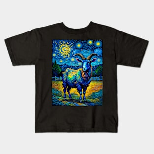 Goat in starry night Kids T-Shirt